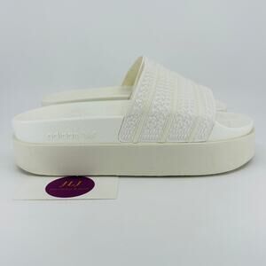 Adidas Women's Adilette Bonega Slide Platform Sandals Triple White GY0886 Size 9